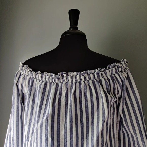 Madewell Shimmer Stripe Off the Shoulder Top - Picture 7 of 7